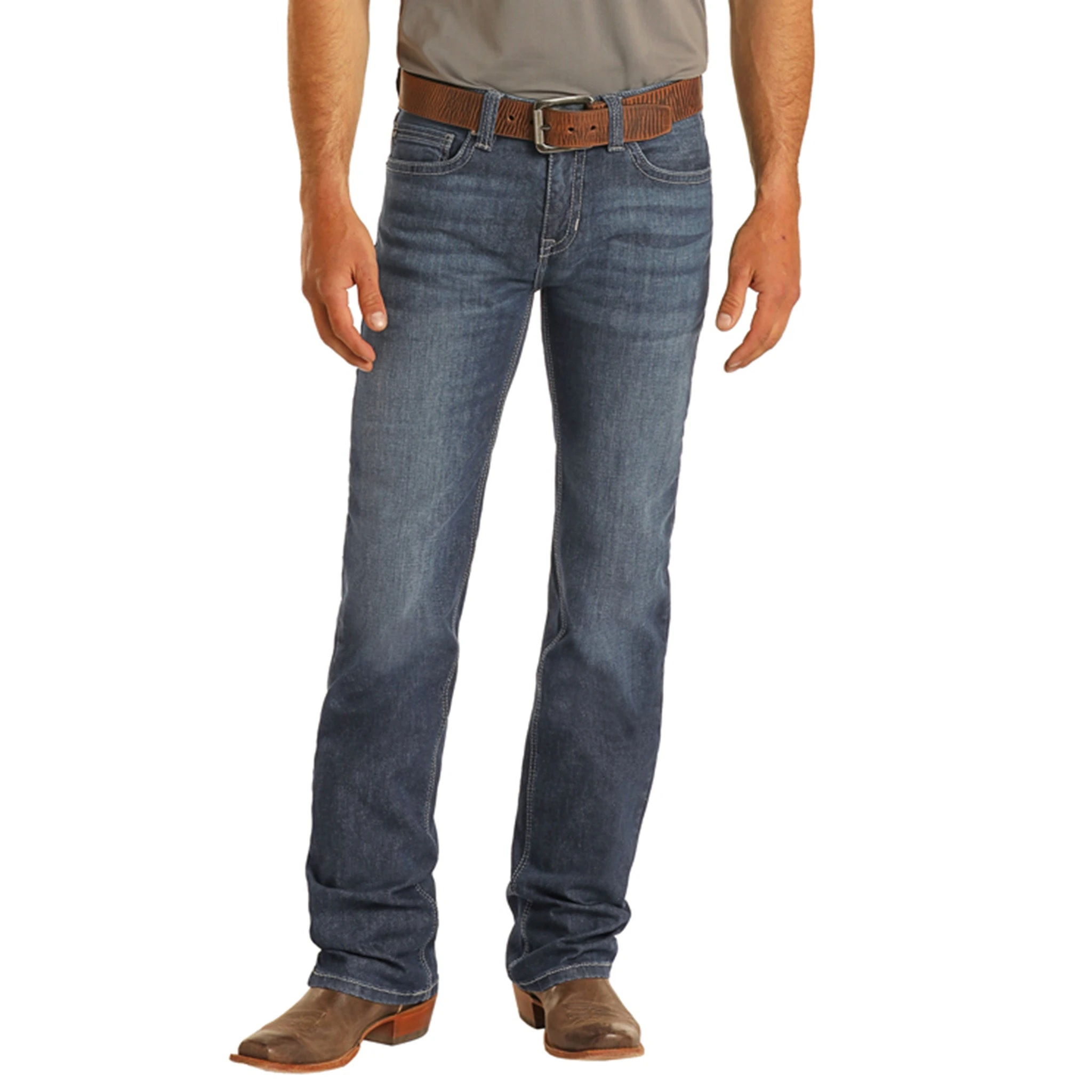 Rock & Roll Regular Fit Straight Leg Dark Wash Stretch Jeans 3 Rock & Roll Regular Fit Straight Leg Dark Wash Stretch Jeans