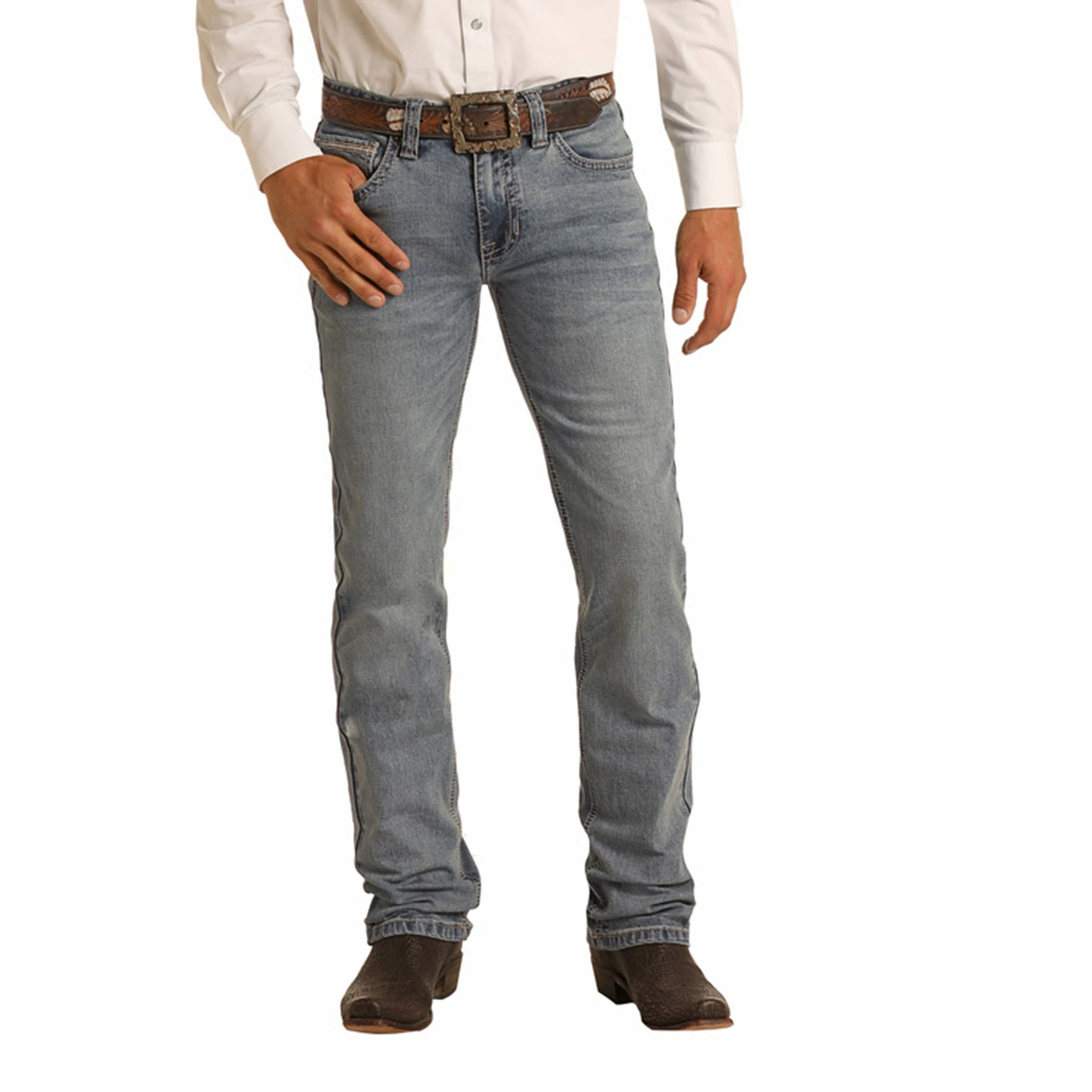 Rock & Roll Light Wash Slim Fit Straight Leg Jeans 3 Rock & Roll Light Wash Slim Fit Straight Leg Jeans