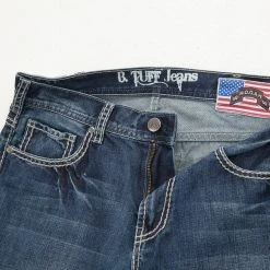 B Tuff Mens Medium Wash 100% Cotton Jeans American Flag HOOAH -straight jeans shop MHOOAH 10