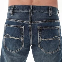 B Tuff Mens Medium Wash 100% Cotton Jeans American Flag HOOAH -straight jeans shop MHOOAH 12 1