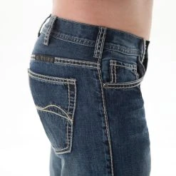 B Tuff Mens Medium Wash 100% Cotton Jeans American Flag HOOAH -straight jeans shop MHOOAH 3