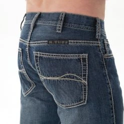 B Tuff Mens Medium Wash 100% Cotton Jeans American Flag HOOAH -straight jeans shop MHOOAH 4 1