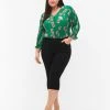 Zizzi High Waisted Amy Capri Jeans With Super Slim Fit Black -straight jeans shop O10305H 0199 ModelFront