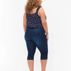 Alternative view of Zizzi High Waisted Amy Capri Jeans With Super Slim Fit Blue Denim