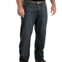 Berne Mens Classic Stone Wash 100% Cotton Heritage Relaxed Fit Straight Leg Jeans