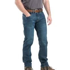 Berne Mens Granite Cotton Blend Highland Flex Straight Leg Jeans