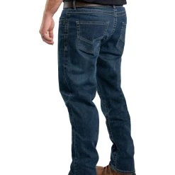 Berne Mens Granite Cotton Blend Highland Flex Regular Straight Leg Jeans -straight jeans shop P629GRA Back