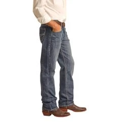 Rock & Roll Cowboy Medium Wash Vintage Stackable Bootcut Jeans -straight jeans shop RRMDTBR1G0 B