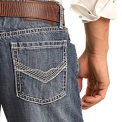 Rock & Roll Cowboy Medium Wash Vintage Stackable Bootcut Jeans -straight jeans shop RRMDTBR1G0 1