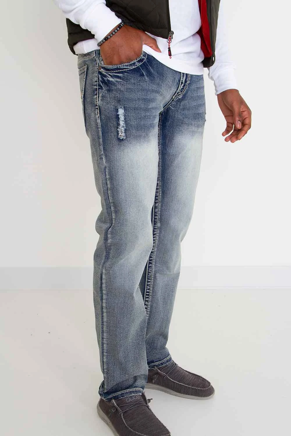 True Luck Miles Straight Distressed Jeans For Men | TL18350004 5 True Luck Miles Straight Distressed Jeans For Men | TL18350004 - Image 3