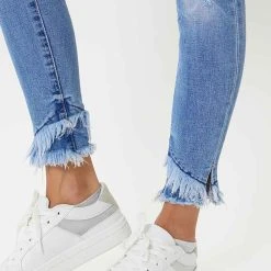 KanCan Distressed Ankle Skinny Jeans For Women | KC6204M -straight jeans shop kANCAN JEANS DOUBLE FRAY ANKLE SKINNY LIGHT WASH KC6204M 3