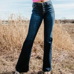 KanCan Mid-Rise Button Flare Jeans For Women | KC7338LD